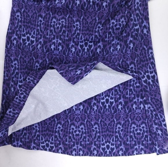 Soft Surroundings Purple Patterned Faux Wrapped Rouged Side Dress Sz PM - Picture 13 of 16